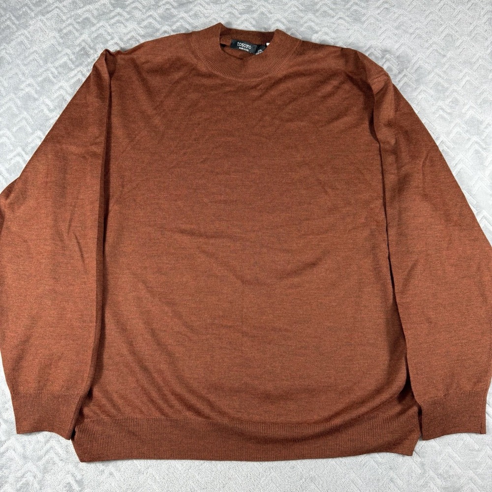Toscano Italy Men's Size XXL 2X Pullover Sweater‎ Burnt Orange 100% Merino Wool
